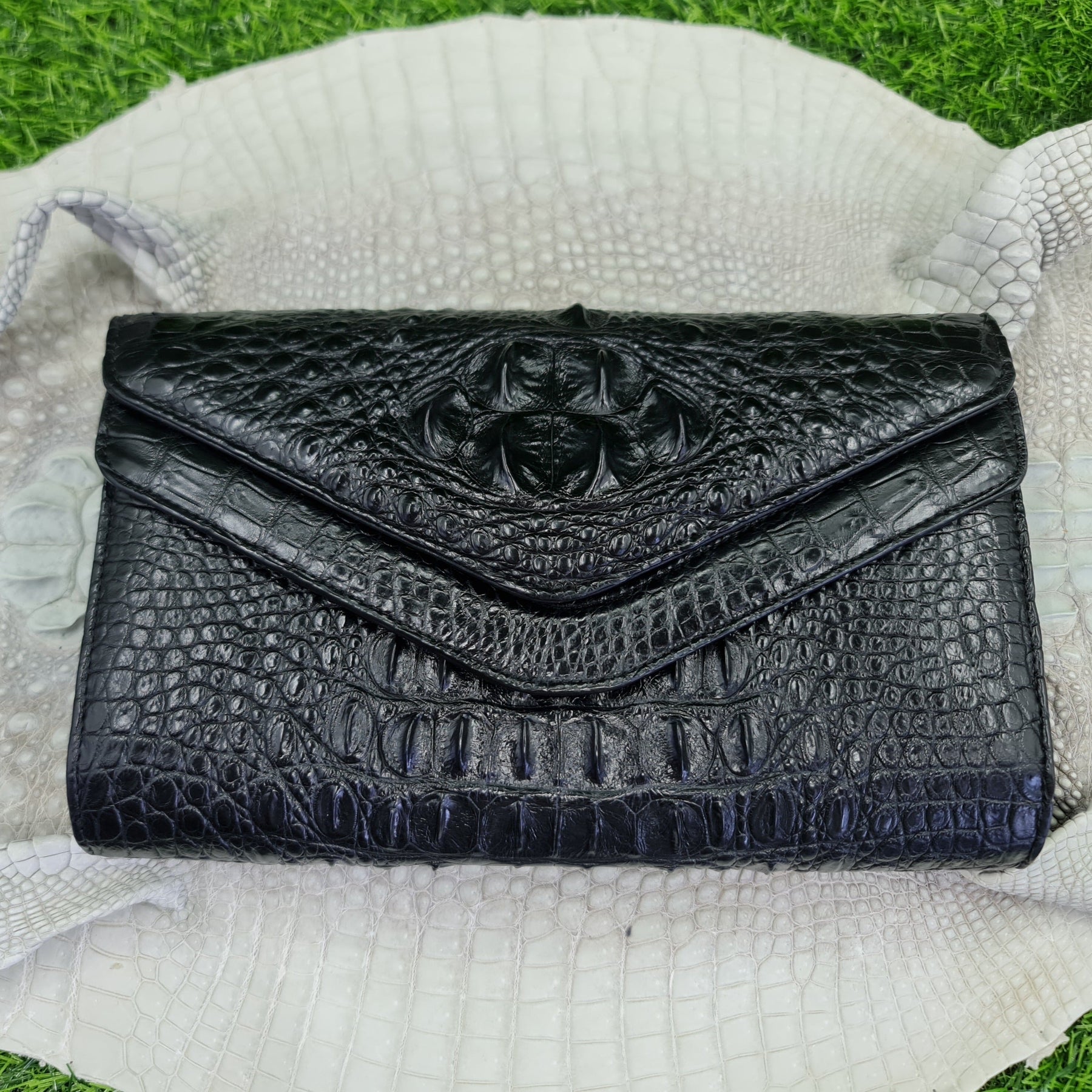 Womens Leather Alligator Handbag Handmade Luxury Leather Bag - Work Bag Women - Black Leather Satchel Purse XACH-12 - Vinacreations