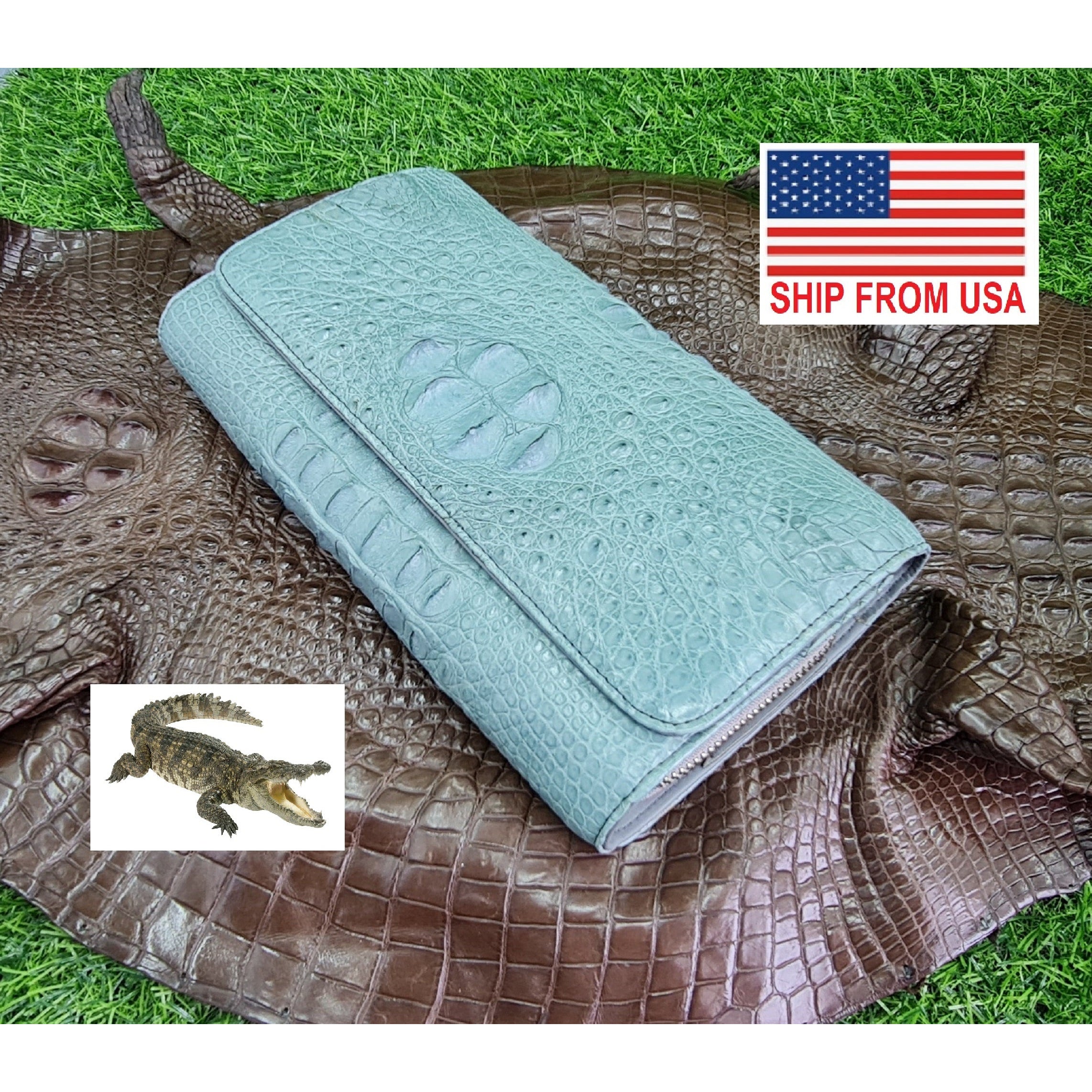 Womens Leather Alligator Handbag Handmade Luxury Leather Bag - Work Bag Women - Blue Leather Satchel Purse XACH-13 - Vinacreations