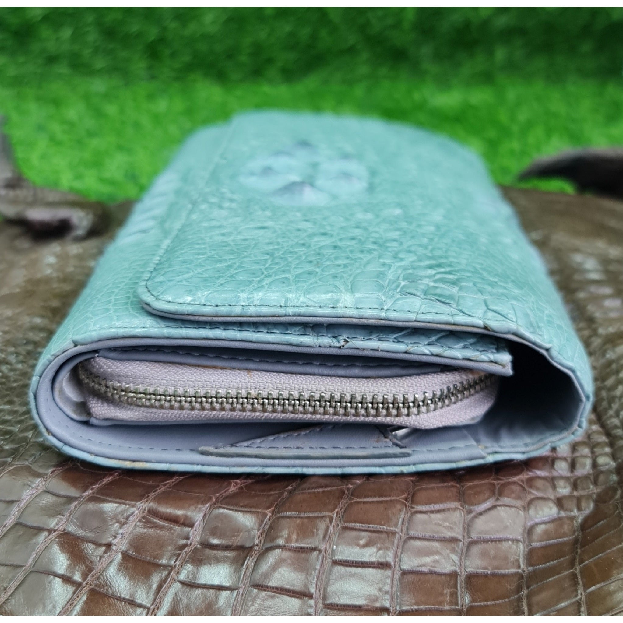 Womens Leather Alligator Handbag Handmade Luxury Leather Bag - Work Bag Women - Blue Leather Satchel Purse XACH-13 - Vinacreations