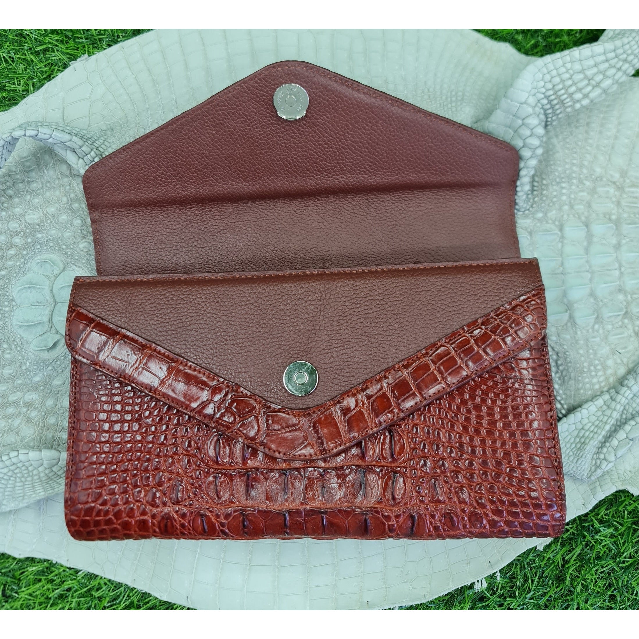 Womens Leather Alligator Handbag Handmade Luxury Leather Bag - Work Bag Women - Brown Leather Satchel Purse XACH-08 - Vinacreations