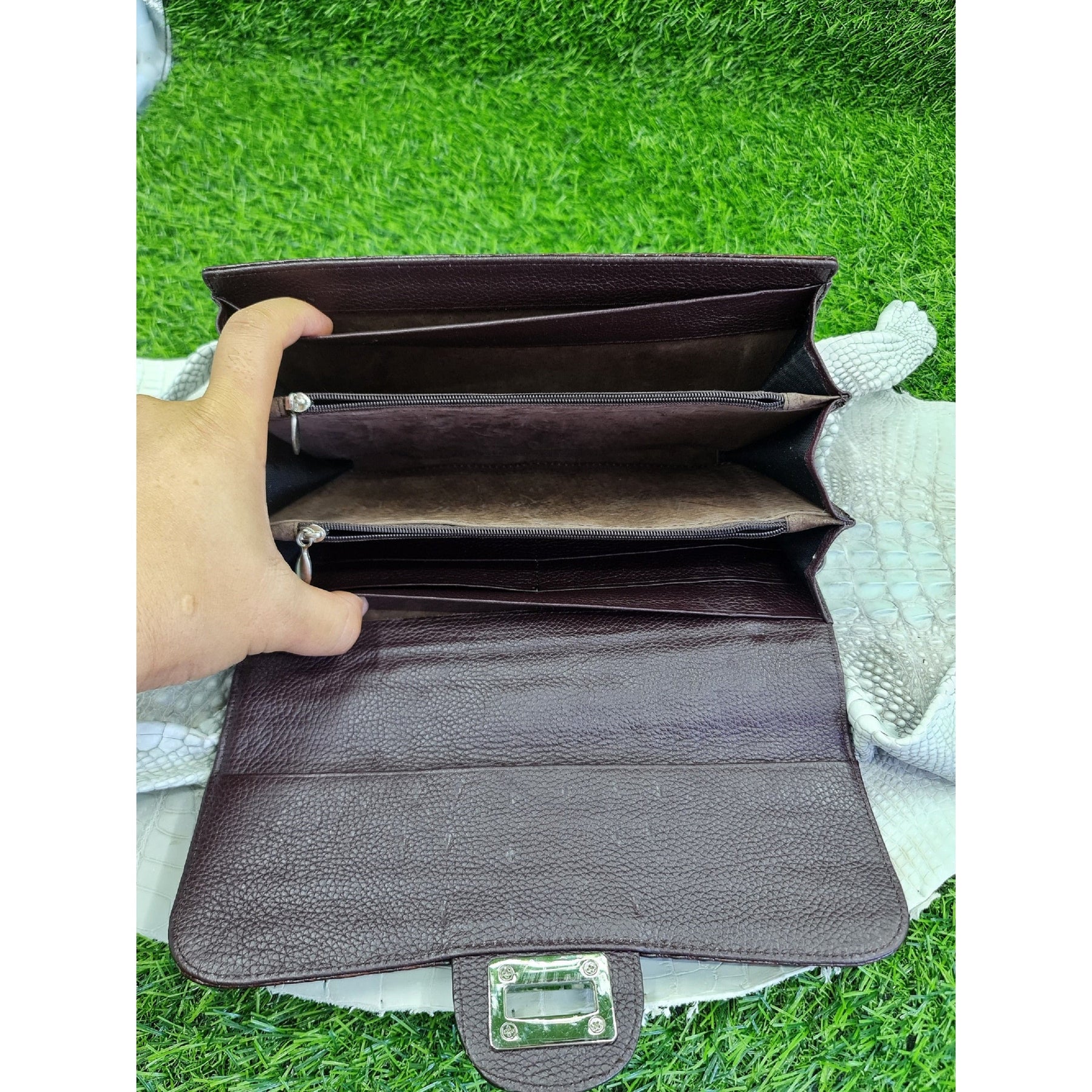 Womens Leather Alligator Handbag Handmade Luxury Leather Bag - Work Bag Women - Brown Leather Satchel Purse XACH-10 - Vinacreations