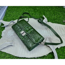 Womens Leather Alligator Handbag Handmade Luxury Leather Bag - Work Bag Women - Green Leather Satchel Purse XACH-05 - Vinacreations