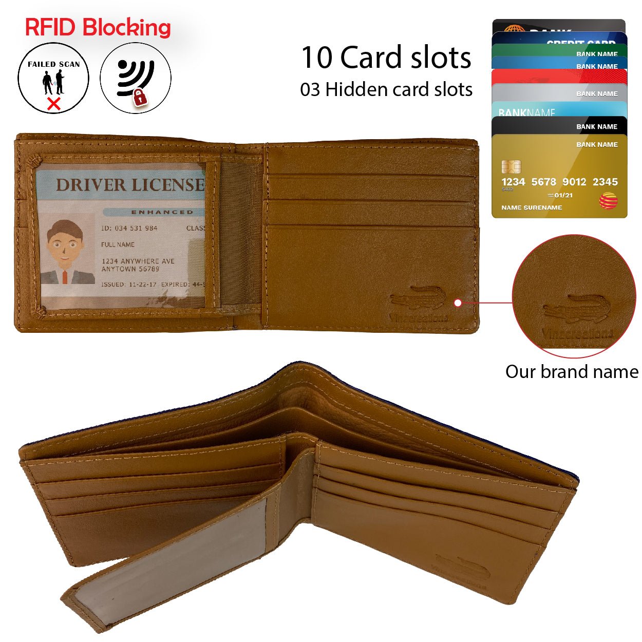 Yellow Alligator Tail Leather Bifold Wallet For Men | Handmade Crocodile Wallet RFID Blocking | VINAM-109 - Vinacreations