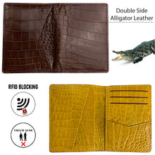Brown & Yellow Double Side Alligator Leather Credit Card Holder | RFID Blocking | CARD-39