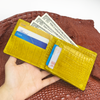 Black Yellow Double Side Alligator Leather Slim Bifold Wallet For Men 