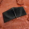 Black Yellow Double Side Alligator Leather Slim Bifold Wallet For Men 